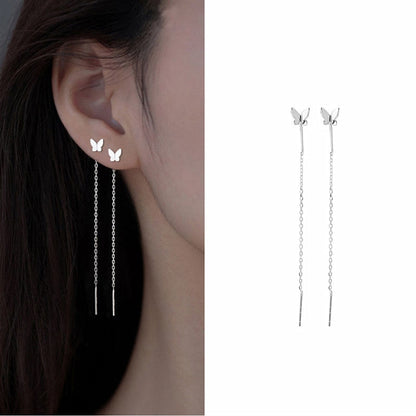 Drop Ear Line Long Hanging Earrings For Women Rose Gold Color Zircon Crystal Piercing Threader Earing Ear Accessories Jewelry