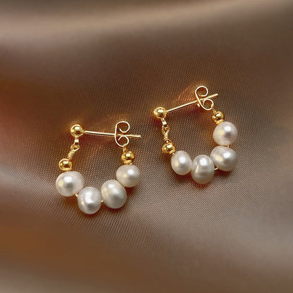 2022 Korean New Simple Temperament Circle Pearl Earrings Fashion Small Versatile Earrings  Jewelry