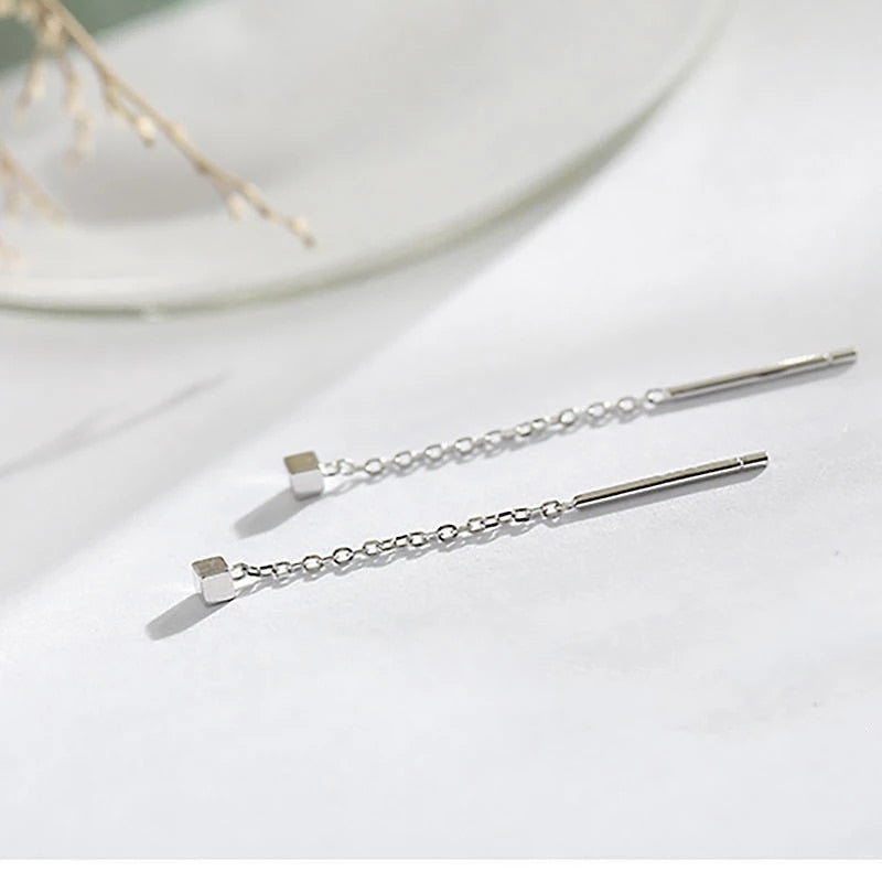 Drop Ear Line Long Hanging Earrings For Women Rose Gold Color Zircon Crystal Piercing Threader Earing Ear Accessories Jewelry